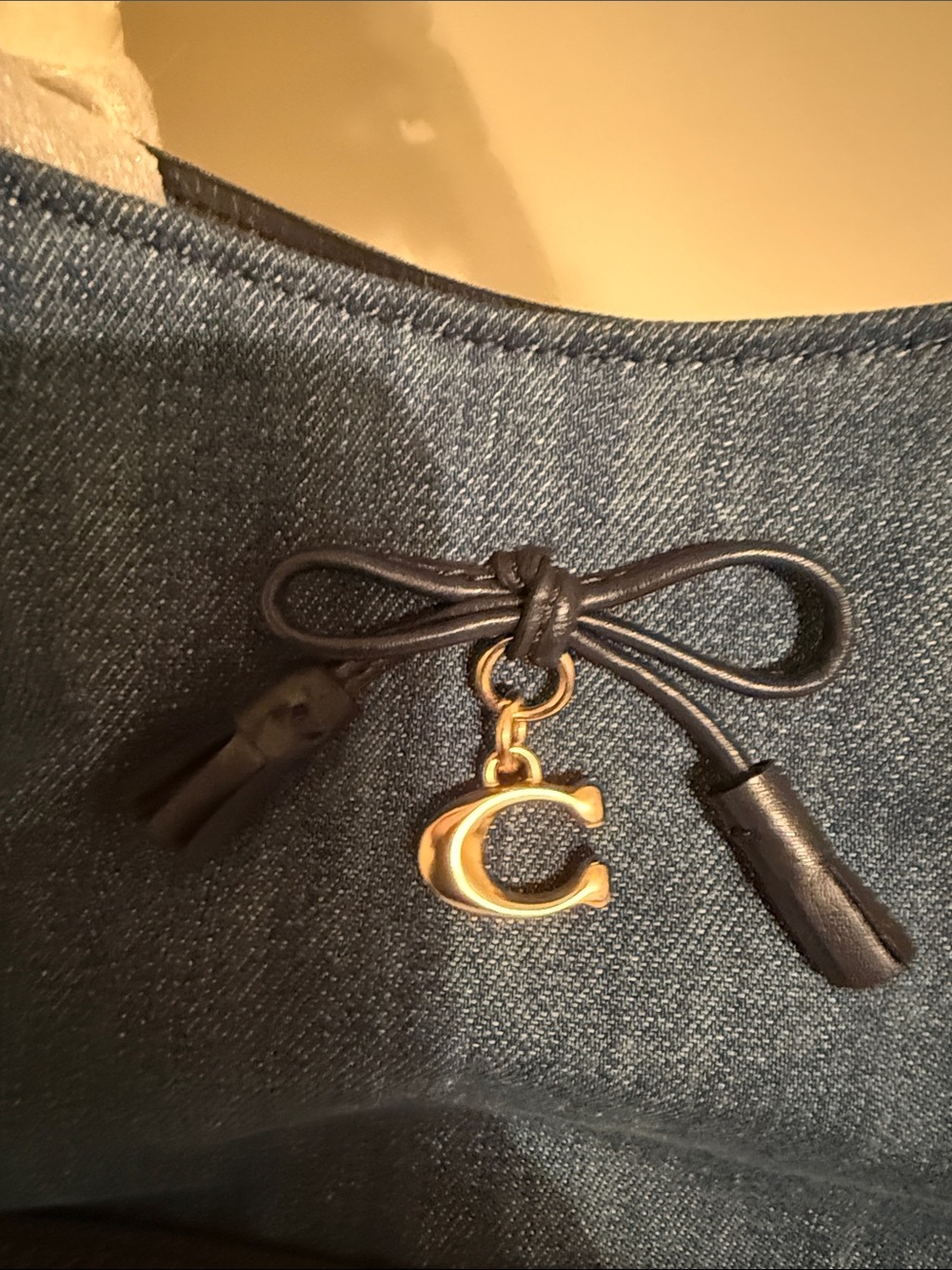 Coach Denim and Black Leather Small Satchel - Gold Hardware - Picture 8 of 10